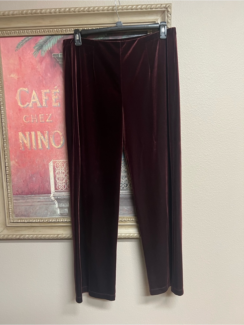 Chico's Travelers Velvet Pull On Pants in Deep Wine